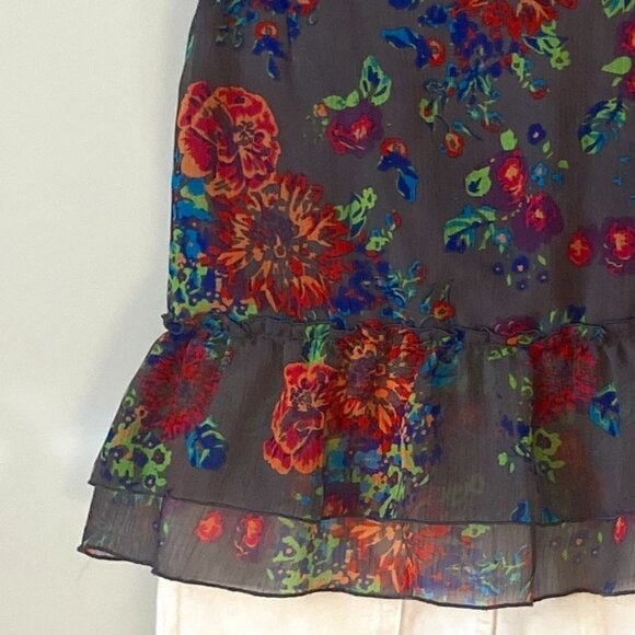 Decree SZL Gray floral corset top Boho English Countryside Dark Romance Whimsigo - Picture 4 of 7